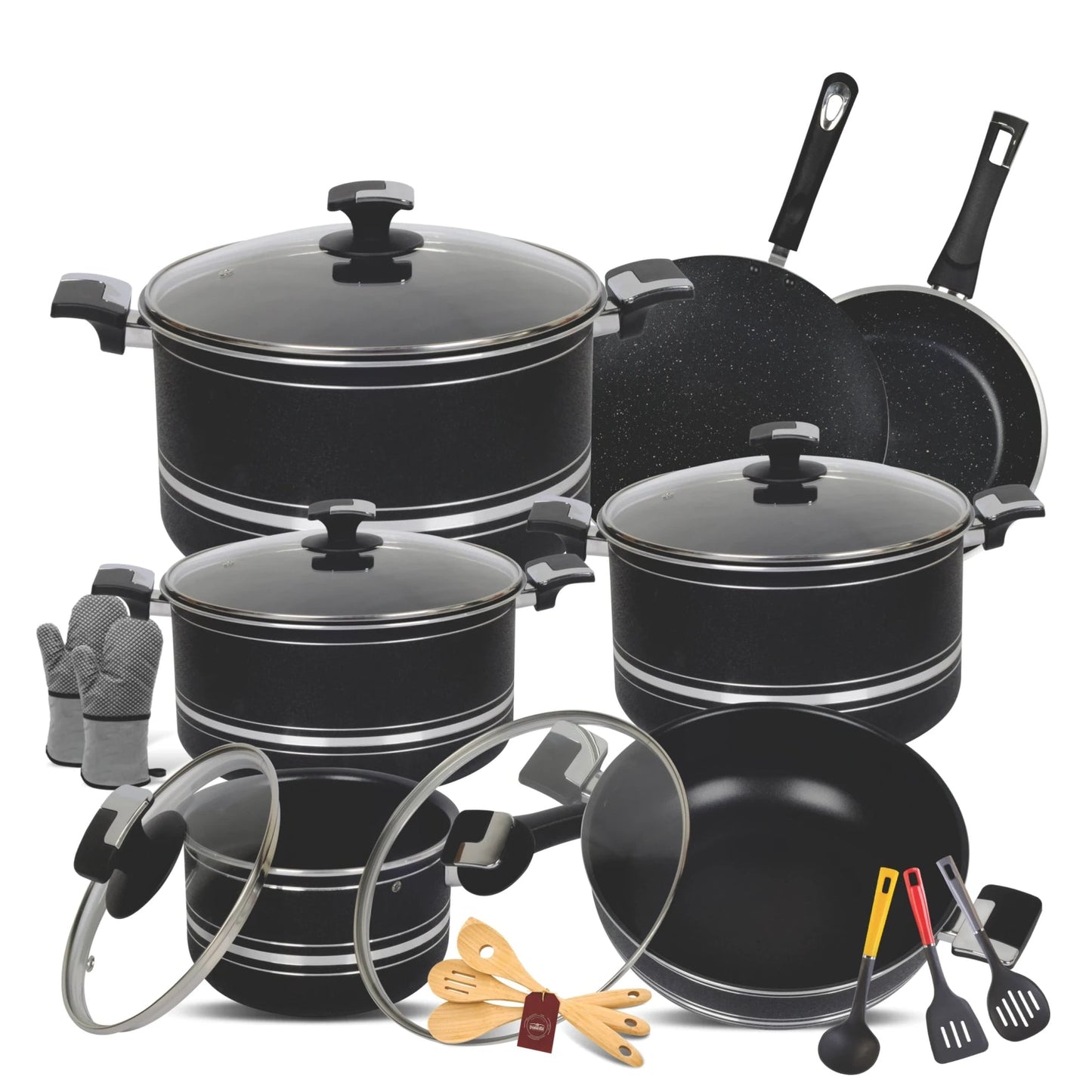 NonStick Jumbo Gift Set – 22 Pcs (Marble Coated)