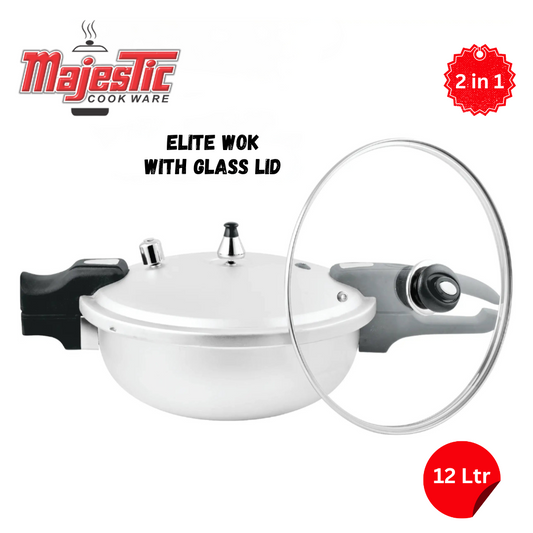 Majestic Elite Wok 12 Ltr Cooker with Glass Lid