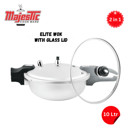 Majestic Elite Wok 10 Ltr Cooker with Glass Lid