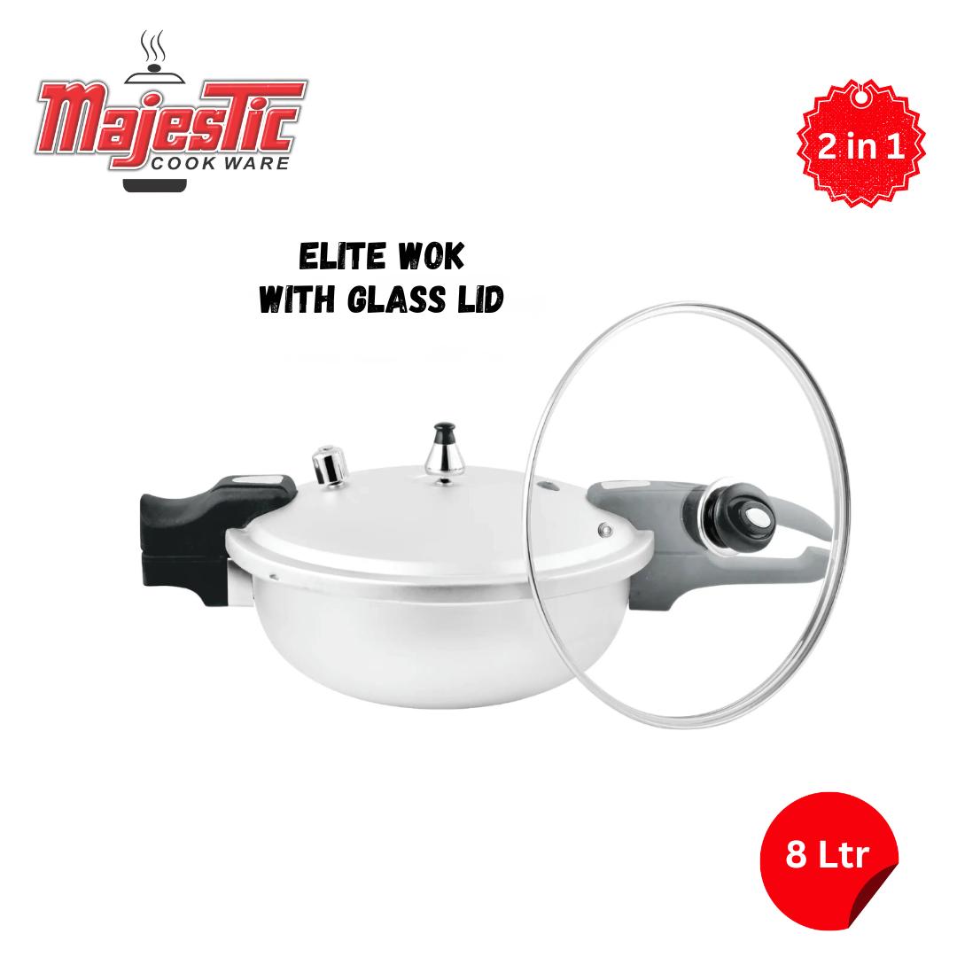 Majestic Elite Wok 8 Ltr Cooker with Glass Lid